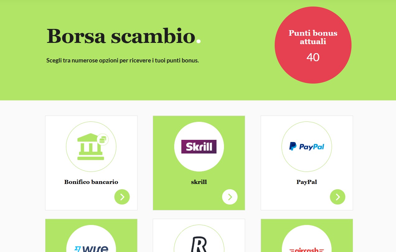 Metodi di pagamento e payout di MarketAgent